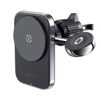 Acefast D18 Auto Turētājs ar MagSafe / Qi Bezvadu Lādētāju + USB-A uz USB-C Kabelis - Melns