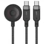 ACEFAST C6-11 3-in-1 USB-C uz 2x USB-C & Qi bezvadu lādēšanas kabelis, 100W, 1.2m, Melns