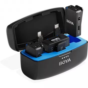 BOYA Boyamic 1 1TX + 3RX bezvadu mikrofonu sistēma (2.4GHz, 100m darbības rādiuss, 8GB ieraksts)