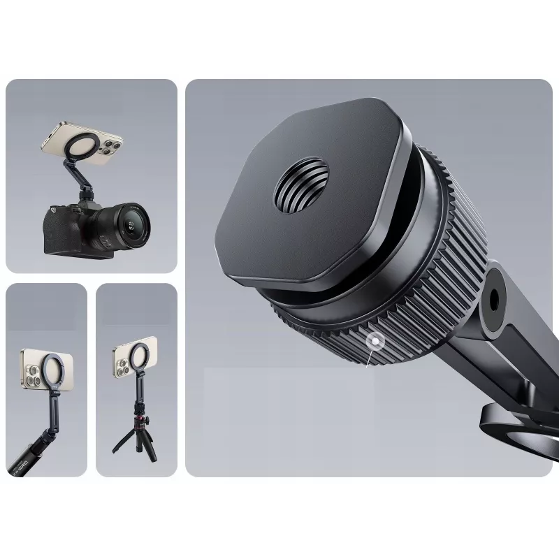 ULANZI MA07 Magnētiskais telefona turētājs ar Cold Shoe un 1/4 collu vītni, MagSafe saderīgs, Melns