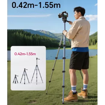 ULANZI TT39 155cm Alumīnija Statīvs ar Telefona Turētāju DSLR, Bezspoguļa un Viedtālruņiem