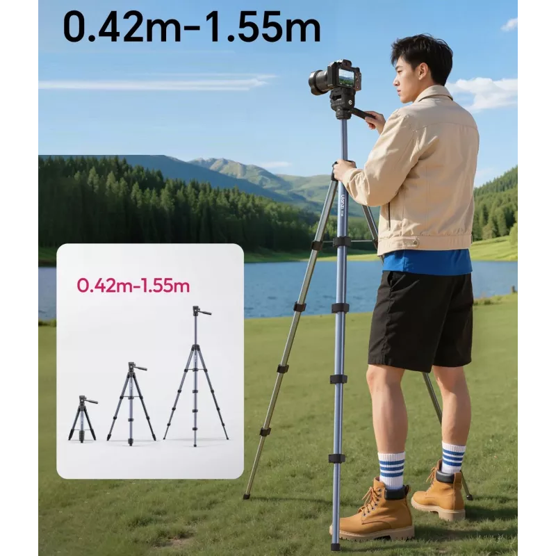 ULANZI TT39 155cm Alumīnija Statīvs ar Telefona Turētāju DSLR, Bezspoguļa un Viedtālruņiem