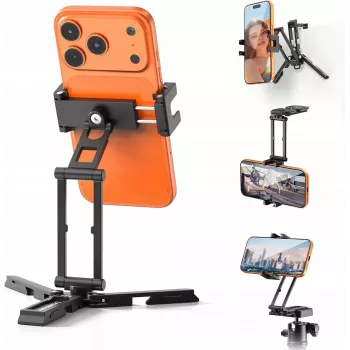 ULANZI SK29 Magic Arm Phone Tripod Mount ar Arca-Swiss ātrās atbrīvošanas plāksni, 1/4 collu vītni, Cold Shoe, Melns
