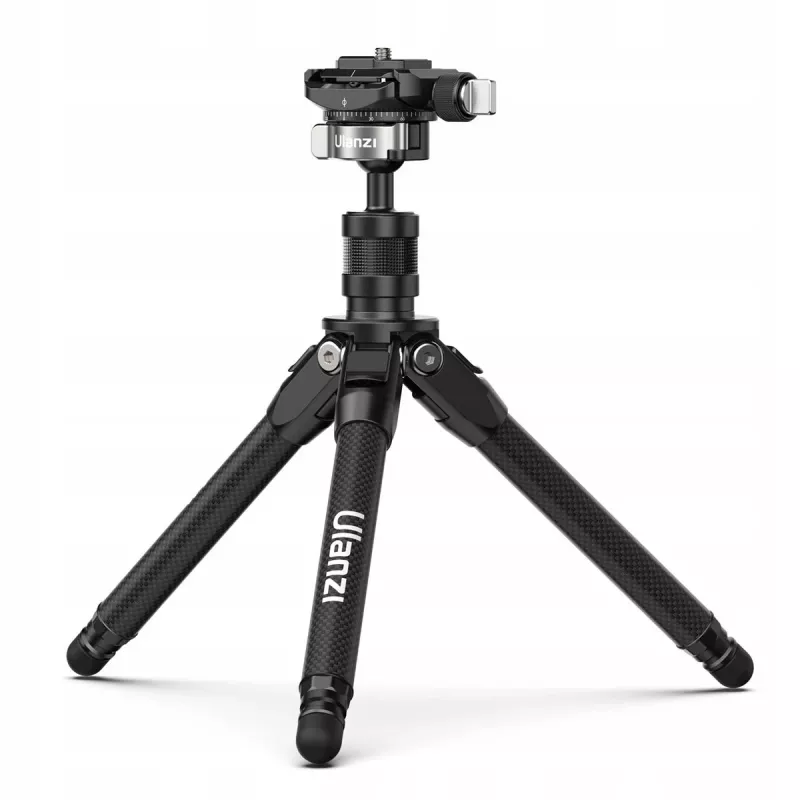 ULANZI TT35 Carbon Fiber Mini Tripod 28cm ar lodveida galvu, 1/4 collu skrūve, Arca-Swiss plate, DSLR/Bezspoguļa/Darbības kameras/Viedtālrunim, Melns