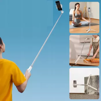 Ulanzi TT88 Selfie Stick Tripod ar Bluetooth tālvadību un aizpildījuma gaismu, balts