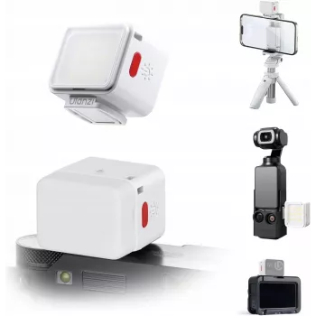 ULANZI DG01 Mini LED Video Light ar magnētisko stiprinājumu un aukstās kurpes adapteri, 1W, 500mAh, divkrāsu 2700K-6500K, balts