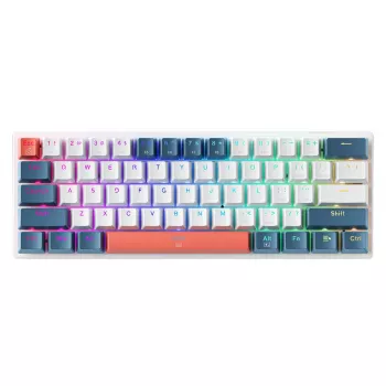 Machenike K500-B61 vadu mehāniskā spēļu tastatūra, 61 taustiņš, Red Switch, balta-zila