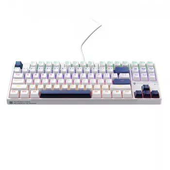 Machenike K500B-B87 vadu mehāniskā spēļu tastatūra, 87 taustiņi TKL, Red slēdži, RGB fona apgaismojums, balta