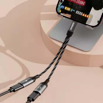 Dudao L13C+ 2-in-1 USB-C uz USB-C adapteris ar audio un uzlādi