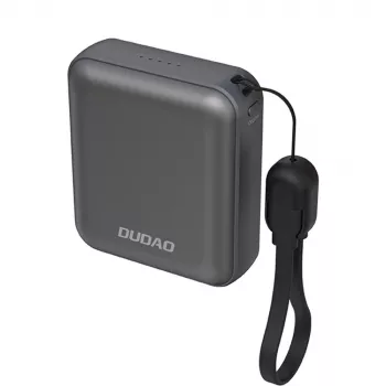 Dudao K22+ Ultra-Compact Power Bank 10000mAh 22.5W USB-C ar Lanyard/Kabeli - Pelēks