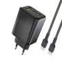 Dudao A29C 65W GaN USB-C Lādētājs ar USB-C Kabeli - Melns