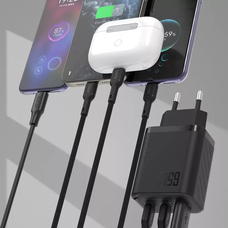 Dudao A29C 65W GaN USB-C Lādētājs ar USB-C Kabeli - Melns