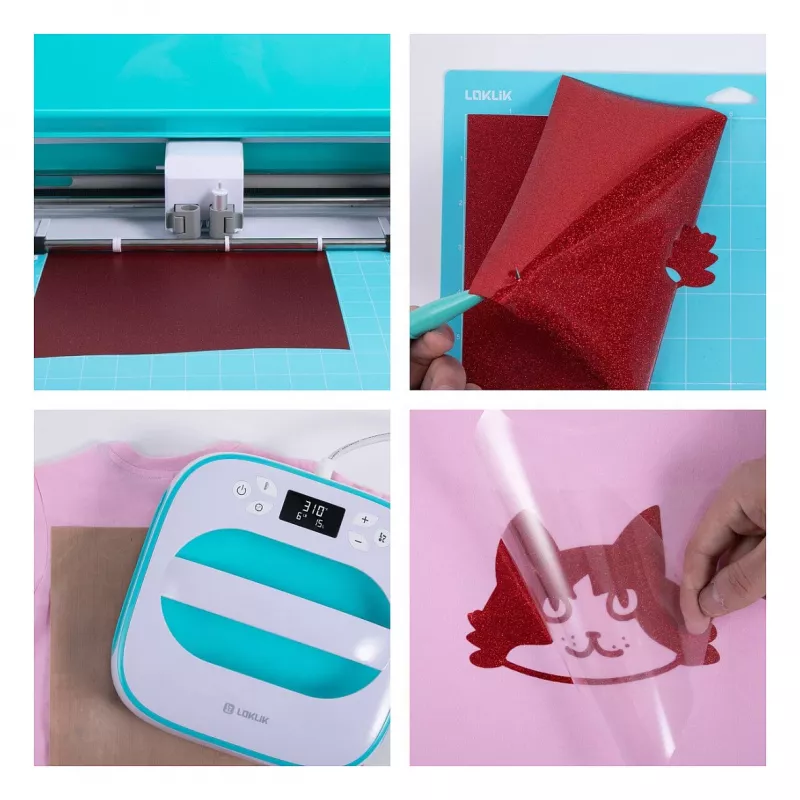 LOKLIK Plotter Foil Material Bundle (A4) ar siltuma pārneses vinilu, 28 lapas, daudzkrāsu