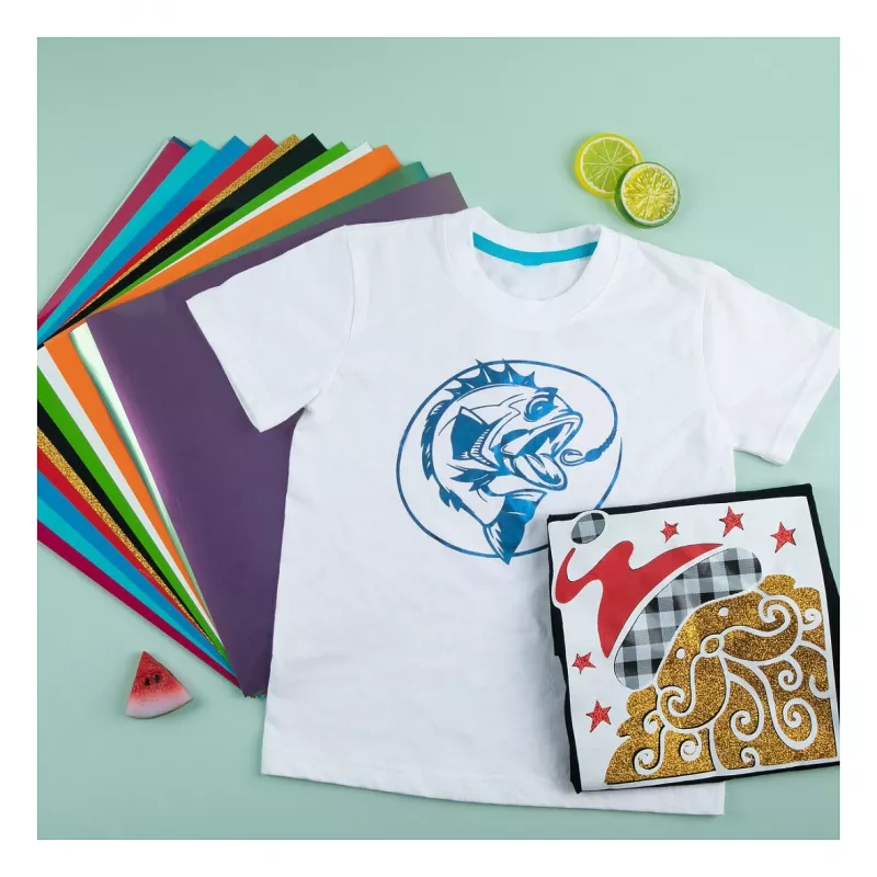 LOKLIK Plotter Foil Material Bundle (A4) ar siltuma pārneses vinilu, 28 lapas, daudzkrāsu