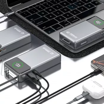 Powerbank Dudao K31 Pro 45W 20000mAh ar iebūvētu ievelkamu USB-C kabeli - Pelēks
