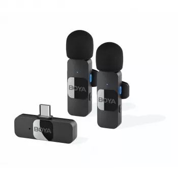 BOYA BY-V20 V2.0 Bezvadu Mikrofonu Sistēma 2.4GHz - Melna