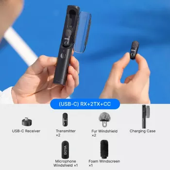 BOYA MAGIC-05 Bezvadu mikrofons 2.4GHz USB-C - Melns