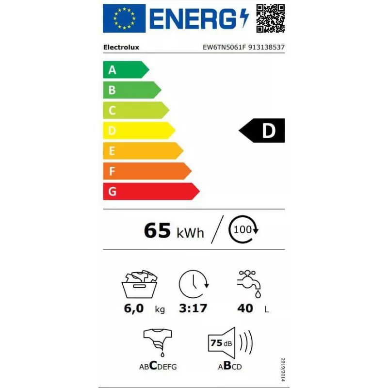 Electrolux EW6TN5061F augšējās iekraušanas veļas mašīna, 6 kg, 1000 apgr./min, balta