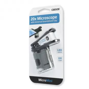 Carson MicroMini 20x rokas mikroskops ar LED apgaismojumu - melns
