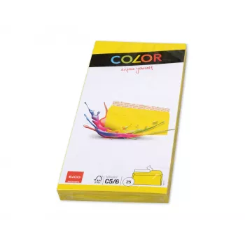 ELCO Color aploksne C5/6 (114 x 229 mm), bez lodziņa, pašlīmējoša, 100 g/m², dzeltena, 25 gab. (74617.72)