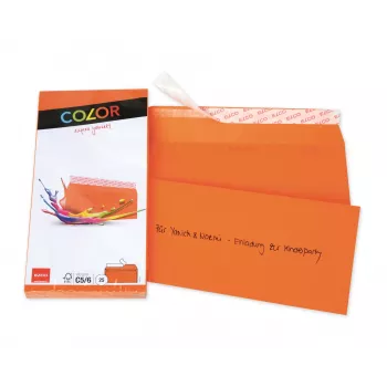 ELCO Color aploksne C5/6 (114 x 229 mm), bez lodziņa, pašlīmējoša, 100 g/m², oranža, 25 gab. (74617.82)