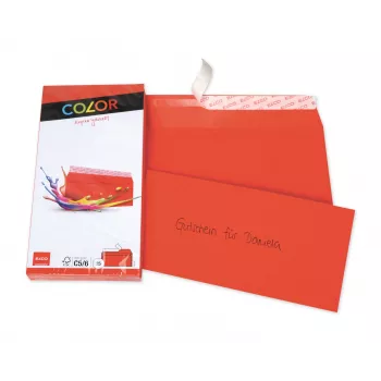 ELCO Color aploksne C5/6 (114 x 229 mm), bez lodziņa, pašlīmējoša, 100 g/m², sarkana, 25 gab. (74617.92)