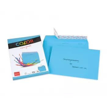 ELCO Color aploksne C5 (162 x 229 mm), bez lodziņa, pašlīmējoša, 100 g/m², intensīvi zila, 25 gab. (74618.32)