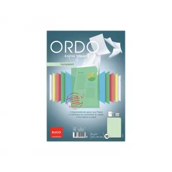 ELCO Ordo Transparent dokumentu mape A4, 220 x 310 mm, 80 g/m², zaļa, 10 gab. (73696.64)
