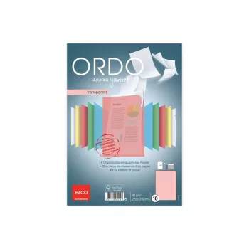 ELCO Ordo Transparent dokumentu mape A4, 220 x 310 mm, 80 g/m², sarkana, 10 gab. (73696.94)