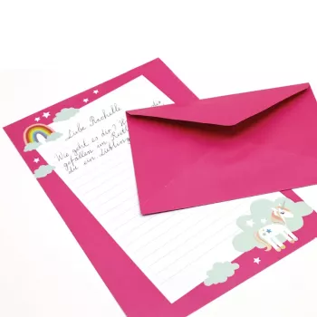 Artoz Papier 334001-03 vēstuļu papīrs ar aploksnēm, Unicorn rozā (aptuveni DIN A5), 80 g/m², 1 iepakojums