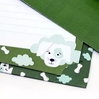Artoz Papier Vēstuļu papīrs ar aploksnēm Suņu motīvs Olīvzaļa aptuveni DIN A5 80 g/m² 1 komplekts