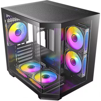 Antec CX M2 ARGB B Micro-ATX korpuss, melns, rūdīts stikls, 5x120mm ARGB ventilatori