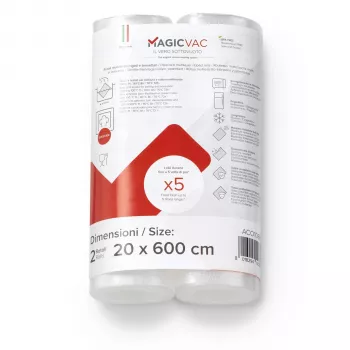 MagicVac 2 Vacuum Sealing Film Rolls 20 cm x 6 m (2 Rolls) - BPA-Free, Food Grade, Reusable