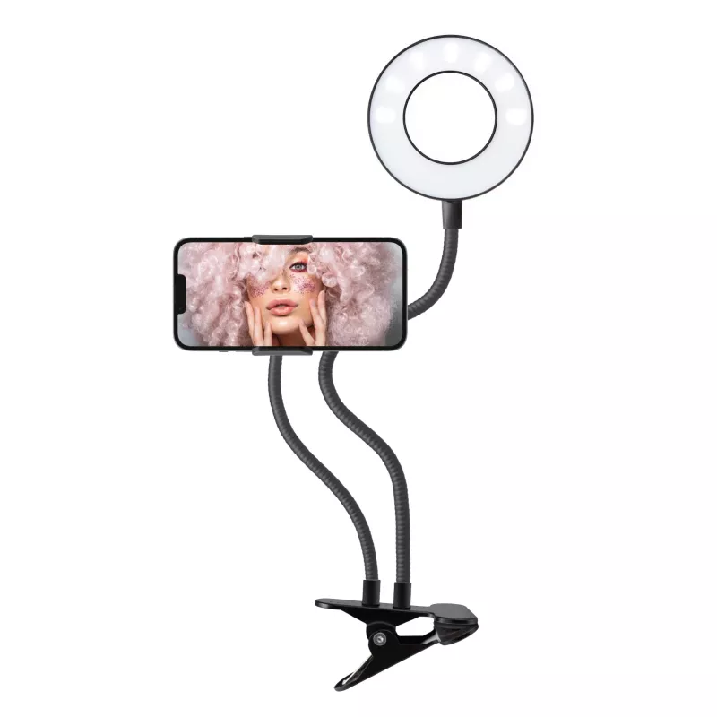 SBS Swivel LED Ring Table Clip 10 cm 3 Light Modes Black
