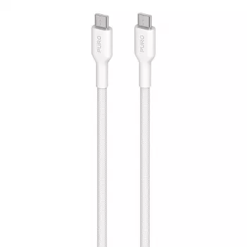 PURO Fabric Heavy Duty Braided USB-C to USB-C kabelis 1.2m Balts