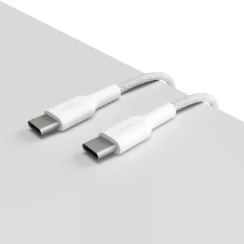 PURO Fabric Heavy Duty Braided USB-C to USB-C kabelis 1.2m Balts