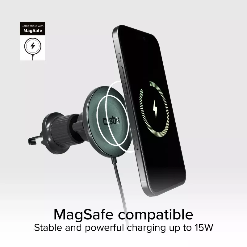 SBS MagSafe Magnetic 15W bezvadu auto lādētājs - Melns
