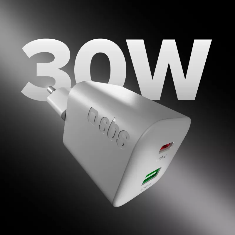 STEP BY STEP SBS 30W 1C + 1A White USB-C Charger with 1.5m Cable