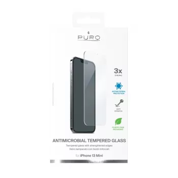 PURO Anti-Bacterial Tempered Glass Screen Protector for Apple iPhone 13 Mini