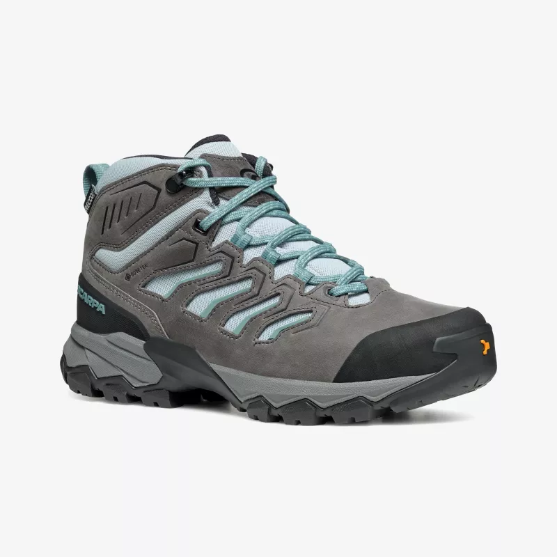 Scarpa Moraine Mid GTX Woman sieviešu pārgājienu zābaki, GORE-TEX, nubuka un sieta virsa, PRESA HIK-04 zole, Arctic, EU 37