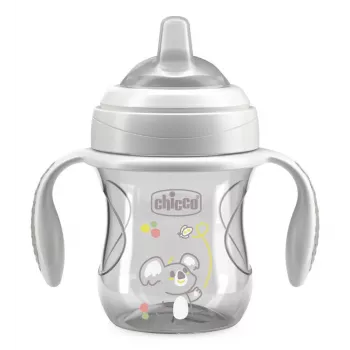 CHICCO Transition Cup Training Cup ar mīkstu snīpi 4m+ Pelēks 200ml