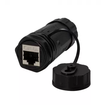 TECHLY IWP-MD C6A-IPGLT RJ45 Female to RJ45 Female IP68 Cat6A SFTP Coupler, Black