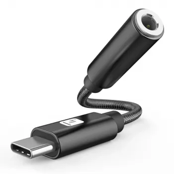 TECHLY USB-C uz 3.5mm Audio Adapteris ar DAC, 12cm, Melns