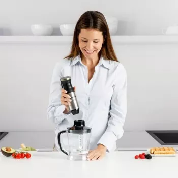 Taurus Bapi 1500 Luxe XL Plus iegremdējamais blenderis, 1500W, 20 ātrumi, nerūsējošais tērauds, 800ml trauks, 1L smalcinātājs, putotājs