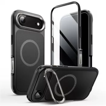 SUPCASE i-Blason Ares Flip MagSafe maciņš ar iebūvētu ekrāna aizsargu Apple iPhone Air, melnā krāsā