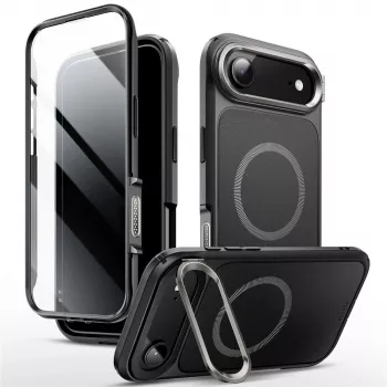 SUPCASE i-Blason Ares Flip MagSafe maciņš ar iebūvētu ekrāna aizsargu Apple iPhone Air, melnā krāsā