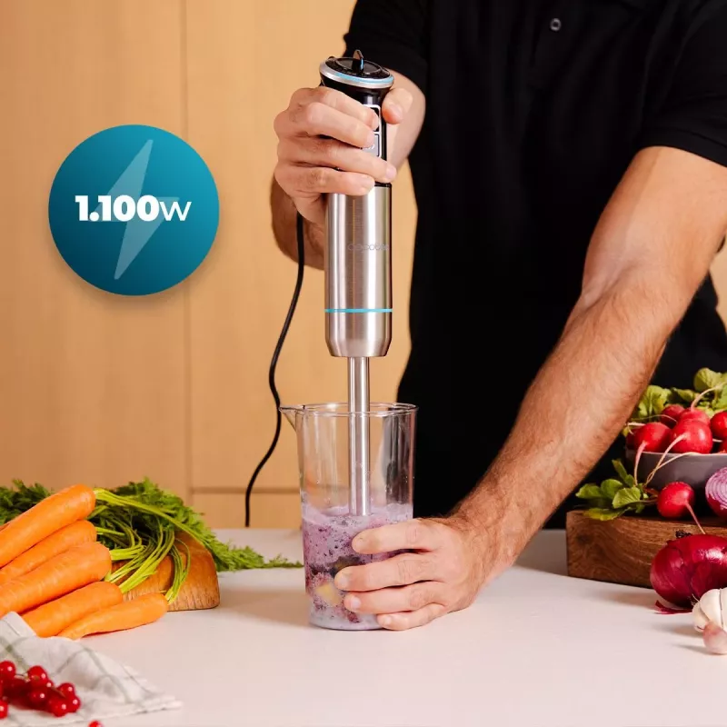 Cecotec Power Neutron 1100MAX Immersion Blender 1100W 21 Speeds Titanium Blades