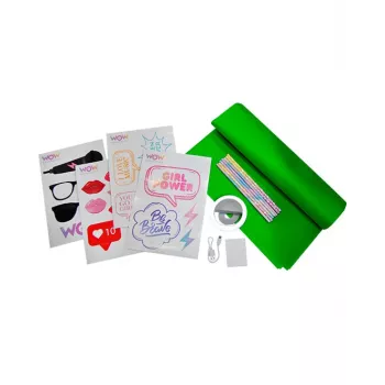 KIDS LED Ring Light for Phone Selfie Vlog + Accessories Kit Green Screen 1.5x1m Wow Generation / Wow00024