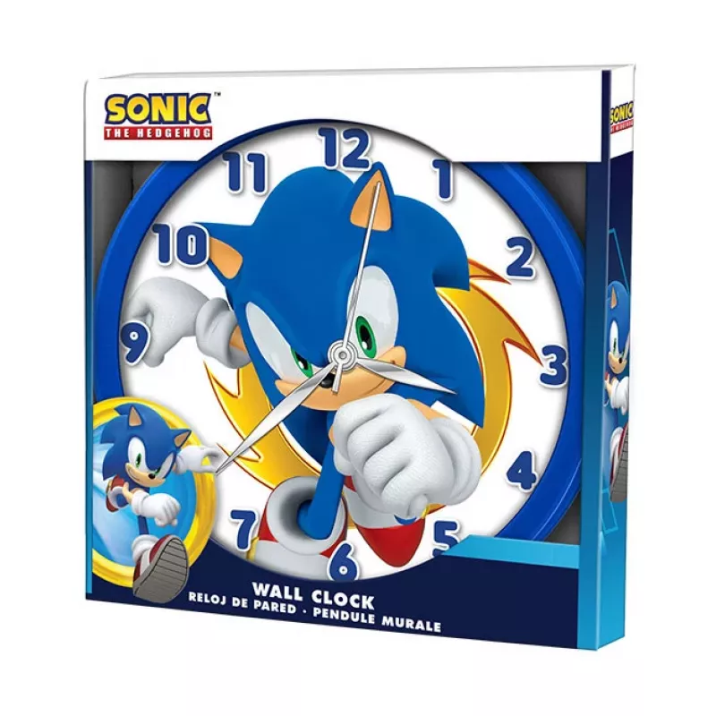 KIDS Sonic The Hedgehog sienas pulkstenis 25 cm apaļš plastmasas analogais kvarca daudzkrāsains