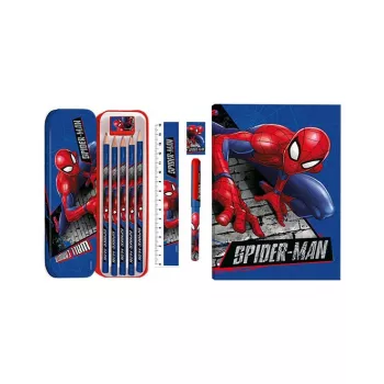 KIDS 11-in-1 Spider-Man School Stationery Set ar penāli, krāsainiem zīmuļiem, A5 piezīmju bloku un vēl